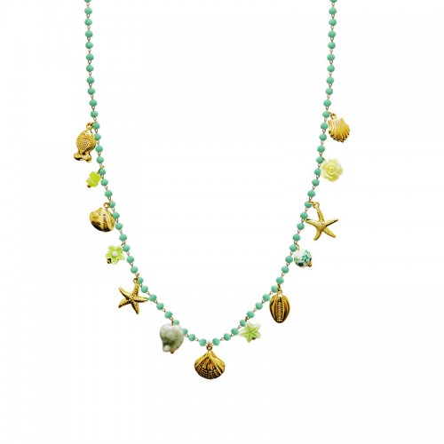 COLLANA LUNGA DI PERLINE COLORATE E CHARMS MARINI - FFJ251504C619