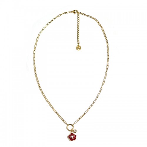 COLLANA CON PENDENTE A FIORE SMALTATO E PUNTO LUCE - FFJ2576C625