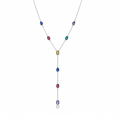 COLLANA A Y CON ZIRCONI MULTITAGLIO COLORATI - FFJ26100C841
