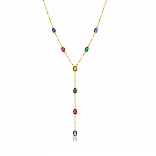 COLLANA A Y CON ZIRCONI MULTITAGLIO COLORATI - FFJ26100C841