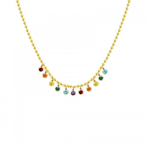 COLLANA CATENA A SFERE CON CHARM PUNTI LUCE - FFJ2694C839