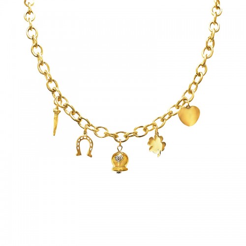 COLLANA A CATENA CON CHARMS PORTAFORTUNA - FJ24108B728