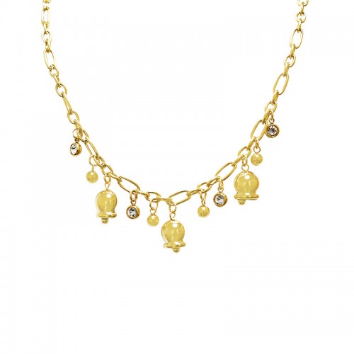 COLLANA A CATENA CON CHARMS CAMPANELLO E PUNTO LUCE - FJ24108B730