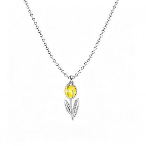 COLLANA CON PENDENTE TULIPANO IN SMALTO COLORATO - FJ2642D044