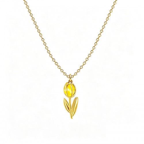 COLLANA CON PENDENTE TULIPANO IN SMALTO COLORATO - FJ2642D045