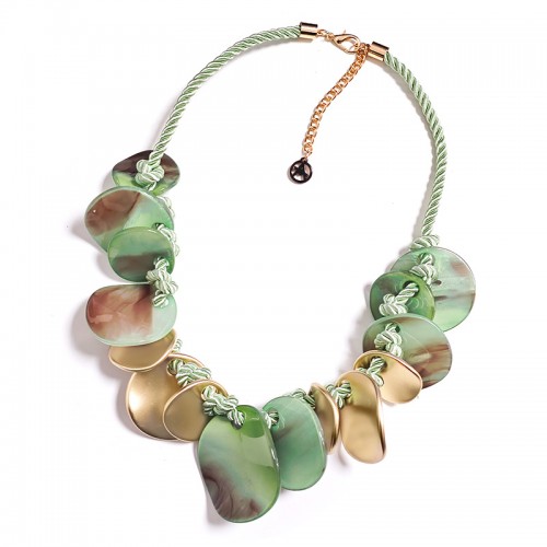 COLLANA CON DISCHI IN RESINA E CORDA INTRECCIATA - FT24152B987