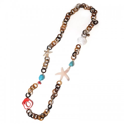 COLLANA LUNGA IN RESINA CON ELEMENTI MARINI - FT24160B990