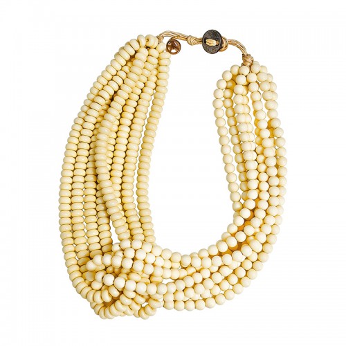 COLLANA MULTIFILO CON PERLINE IN RESINA E INTRECCIO CENTRALE - FT24168B986