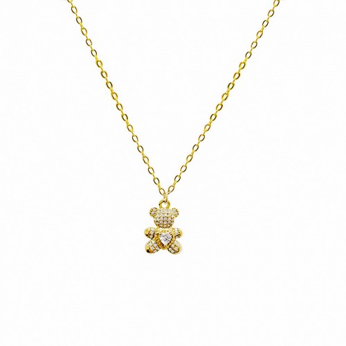 COLLANA CON PENDENTE A ORSETTO ZIRCONATO CON CUORE - JN2472B771