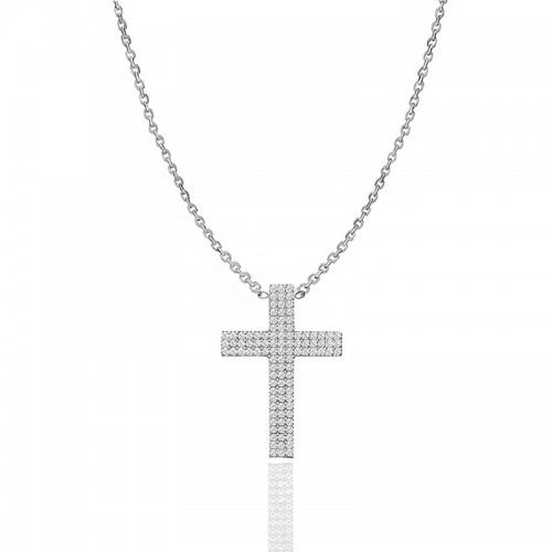 COLLANA CON PENDENTE A CROCE CON ZIRCONI - JN25108C681