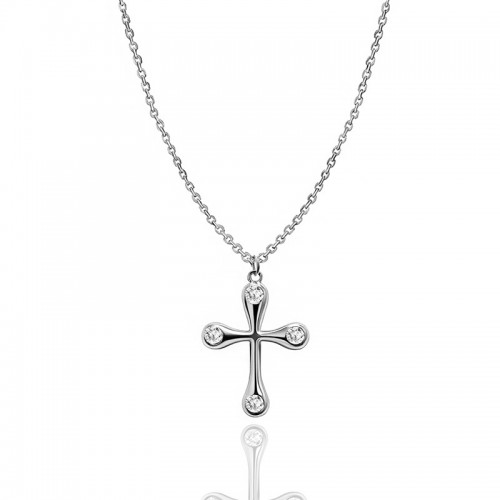 COLLANA CON PENDENTE A CROCE CON ZIRCONI - JN2552C674