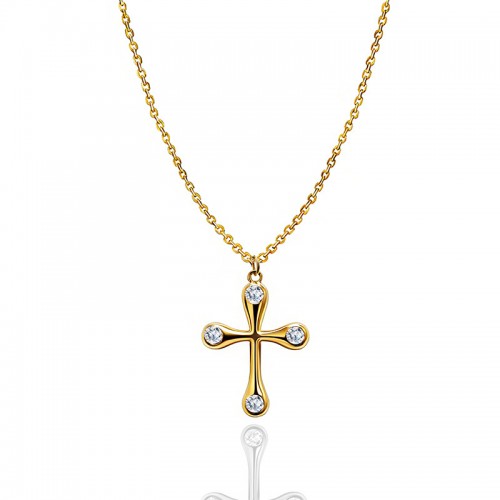 COLLANA CON PENDENTE A CROCE CON ZIRCONI - JN2552C674