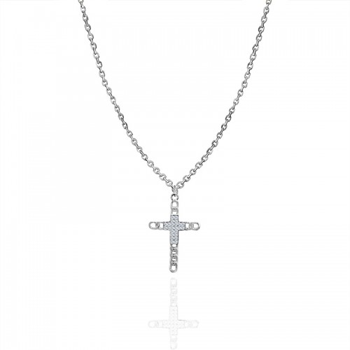 COLLANA CON PENDENTE A CROCE CON ZIRCONI - JN2556C671