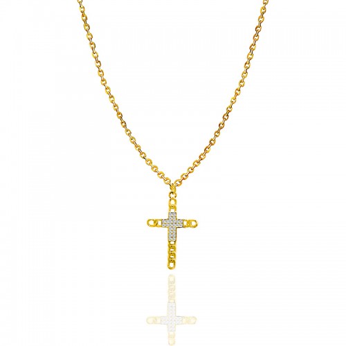 COLLANA CON PENDENTE A CROCE CON ZIRCONI - JN2556C671
