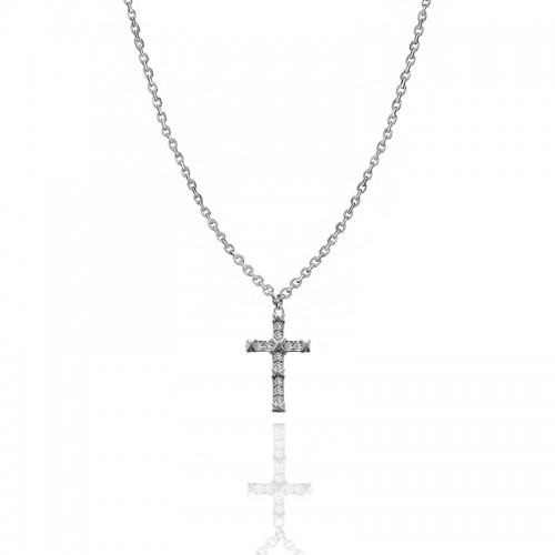 COLLANA CON PENDENTE A CROCE CON ZIRCONI - JN2556C672