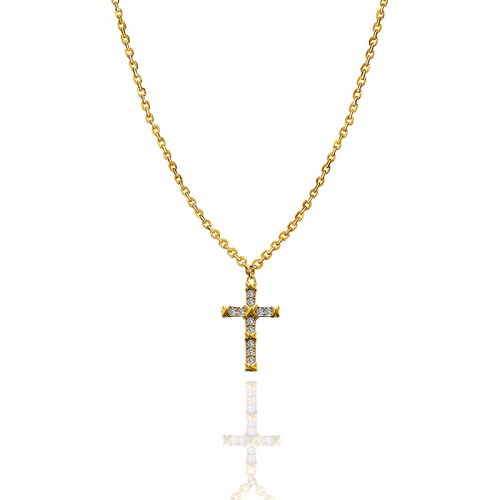 COLLANA CON PENDENTE A CROCE CON ZIRCONI - JN2556C672