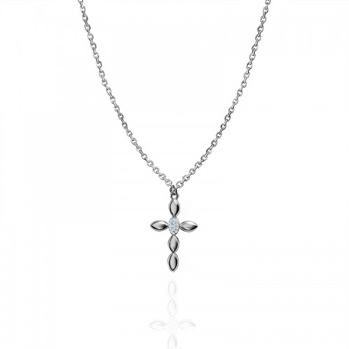 COLLANA CON PENDENTE A CROCE CON ZIRCONI - JN2556C675