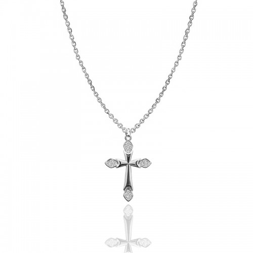 COLLANA CON PENDENTE A CROCE CON ZIRCONI - JN2556C679