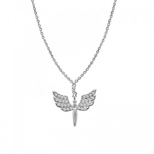 COLLANA CON PENDENTE A ALI D'ANGELO CON ZIRCONI - JN2556C682