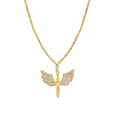 COLLANA CON PENDENTE A ALI D'ANGELO CON ZIRCONI - JN2556C682