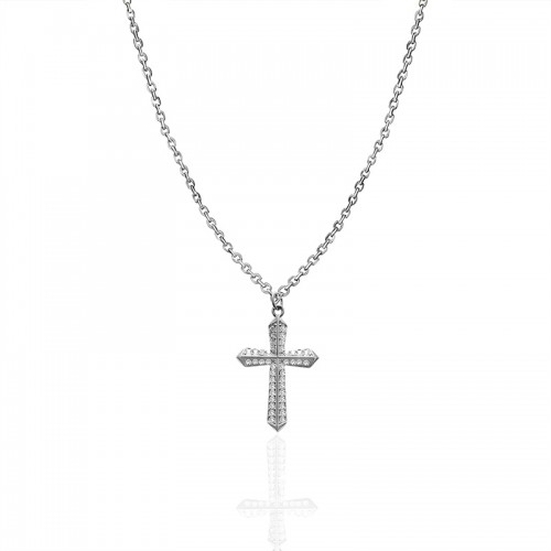 COLLANA CON PENDENTE A CROCE CON ZIRCONI - JN2560C670