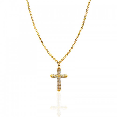 COLLANA CON PENDENTE A CROCE CON ZIRCONI - JN2560C670