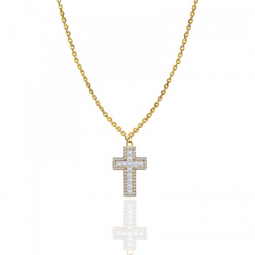 COLLANA CON PENDENTE A CROCE CON ZIRCONI - JN2576C678