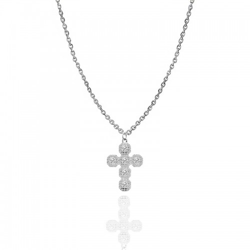 COLLANA CON PENDENTE A CROCE ARROTONDATA CON ZIRCONI – JN2580C669
