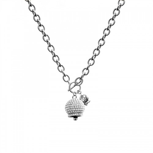 COLLANA A CATENA CON PENDENTI A CAMPANELLA E PAVÉ DI ZIRCONI - JN260200D253