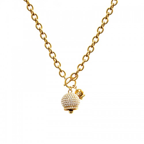 COLLANA A CATENA CON PENDENTI A CAMPANELLA E PAVÉ DI ZIRCONI - JN260200D253