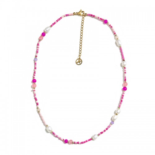 COLLANA CON PERLINE COLORATE E PERLE - MNK21121180H4