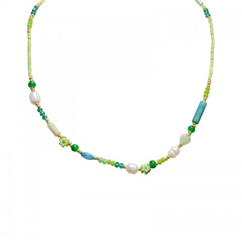 COLLANA CON PERLINE COLORATE E PERLE - MNK21121188H9