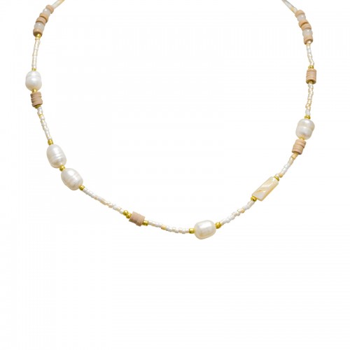 COLLANA CON PERLINE COLORATE E PERLE - MNK21121196G86