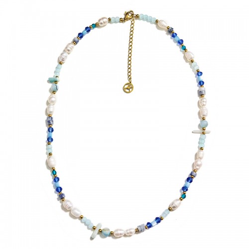 COLLANA CON PERLINE COLORATE E PERLE - MNK21121196H14