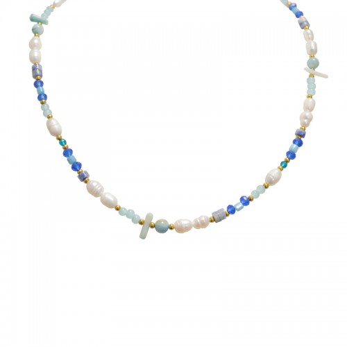 COLLANA CON PERLINE COLORATE E PERLE - MNK21121196H14