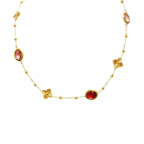 COLLANA CON CRISTALLI OVALI COLORATI E QUADRIFOGLI - MY251048C262