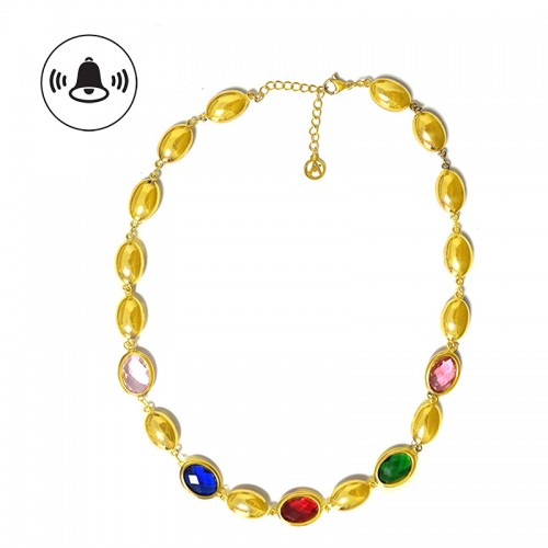 COLLANA SONAGLIO CON CRISTALLI OVALI COLORATI - MY25188C238