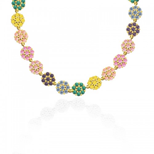 COLLANA GIROCOLLO CON FIORI DI ZIRCONI - MY252104C716