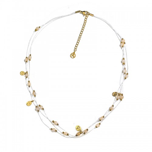 COLLANA TRE FILI A CORDINO CON PIETRE - NK21124112F52