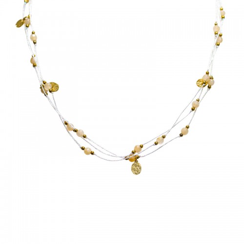 COLLANA TRE FILI A CORDINO CON PIETRE - NK21124112F52