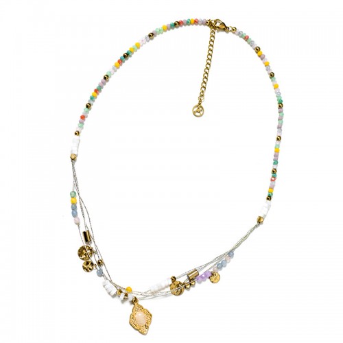 COLLANA A CORDINO CON CRISTALLI E PIETRE - NK21124136E95