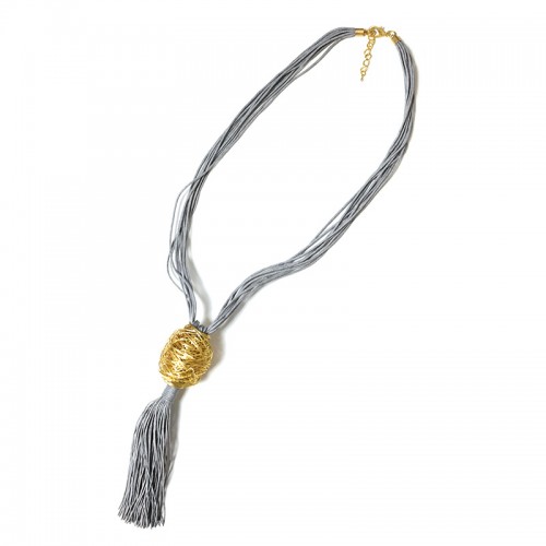 COLLANA LUNGA MULTIFILO IN CORDA CON NODO A NIDO E FRANGE - NY251424C564