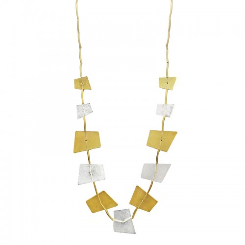 COLLANA LUNGA CON LAMINE GEOMETRICHE E DETTAGLI TUBOLARI - NY251904C566