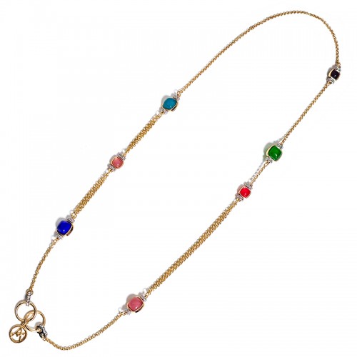 COLLANA LUNGA CON QUADRATI IN RESINA COLORATA - S15676A