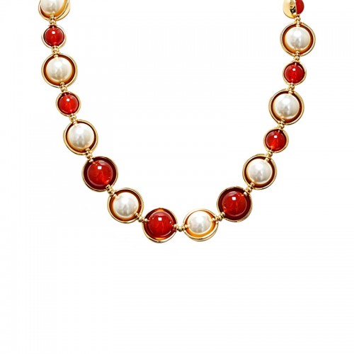 COLLANA CON PERLE E PIETRE ROTONDE - S16292-1A/2A