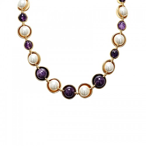 COLLANA CON PERLE E PIETRE ROTONDE - S16292-1A/2A
