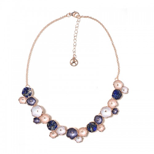COLLANA FIORI SMALTATI CON PIETRE - SW24100A147