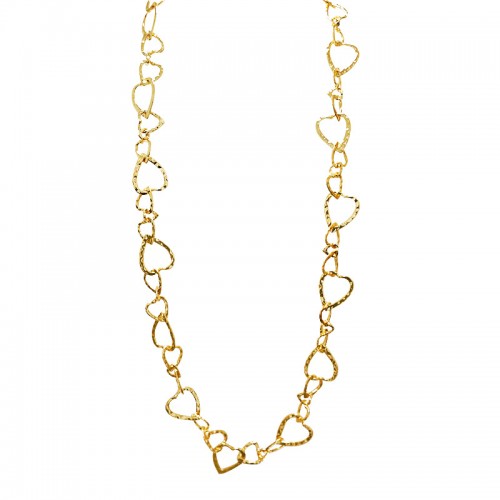 COLLANA LUNGA A CATENA CON CUORI MARTELLATI - SW24116A597