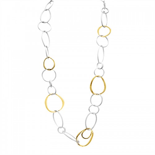 COLLANA LUNGA CATENA A MAGLIE ROTONDE E OVALI - SW24116B656