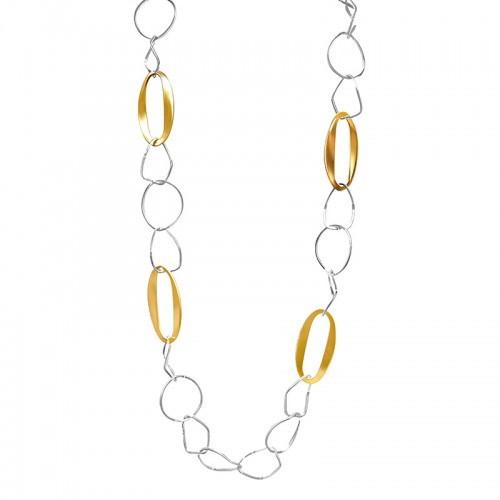 COLLANA LUNGA CATENA A MAGLIE IRREGOLARI E OVALI - SW24116B811